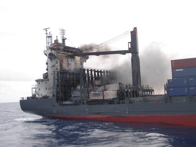 Five Oceans Salvage - MV HANSA BRANDENBURG on fire