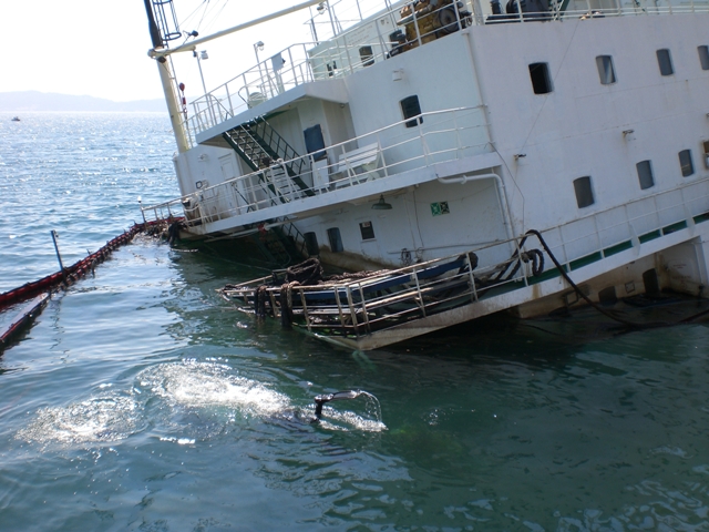 Five Oceans Salvage - Partly sunken MV MEXICA